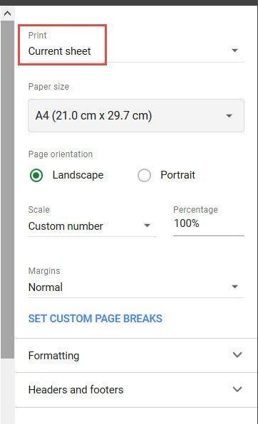 Hướng dẫn cách in các ô đã chọn trong Google Sheets